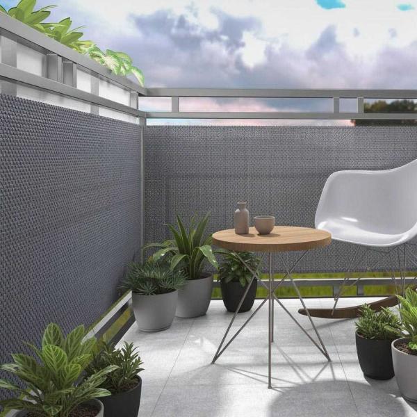 Brise-vue en résine tressée pour balcon et clôture coloris gris clair - Rattan Art