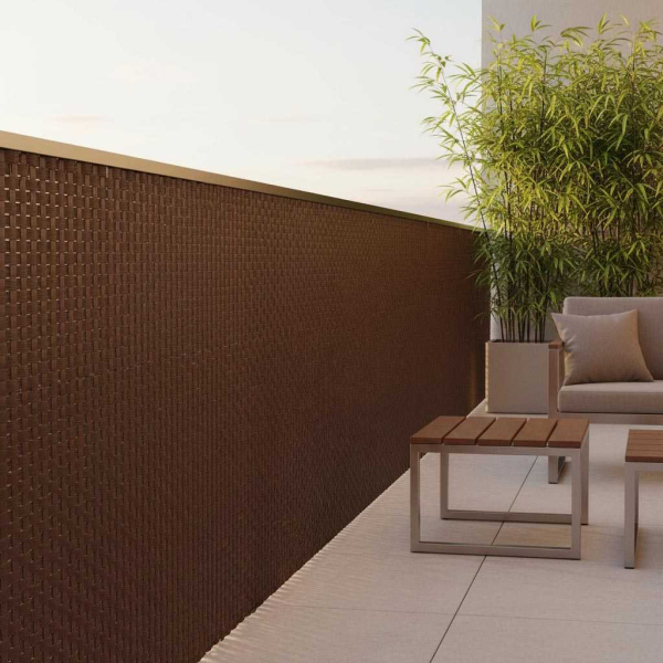Brise-vue en résine tressée pour balcon et clôture coloris marron - Rattan Art