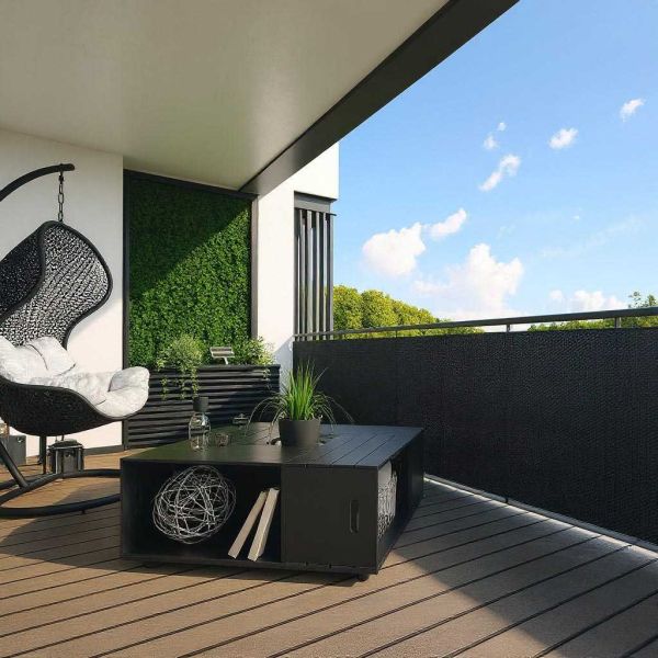 Brise-vue en résine tressée pour balcon et clôture coloris noir - Rattan Art