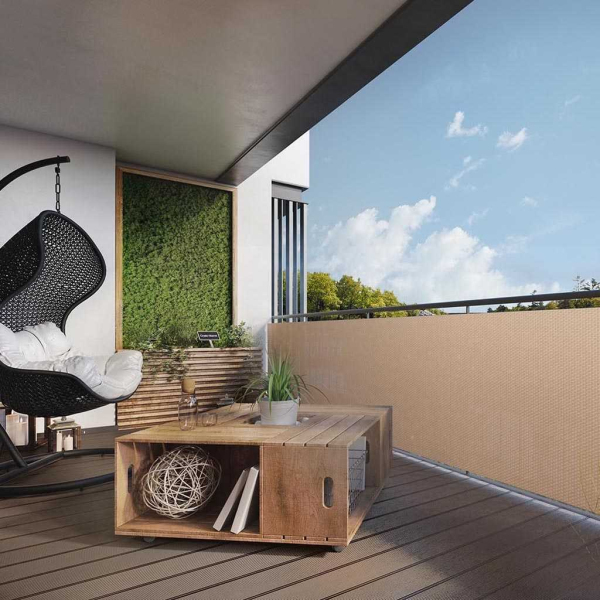 Brise-vue en résine tressée pour balcon et clôture coloris vert - 7