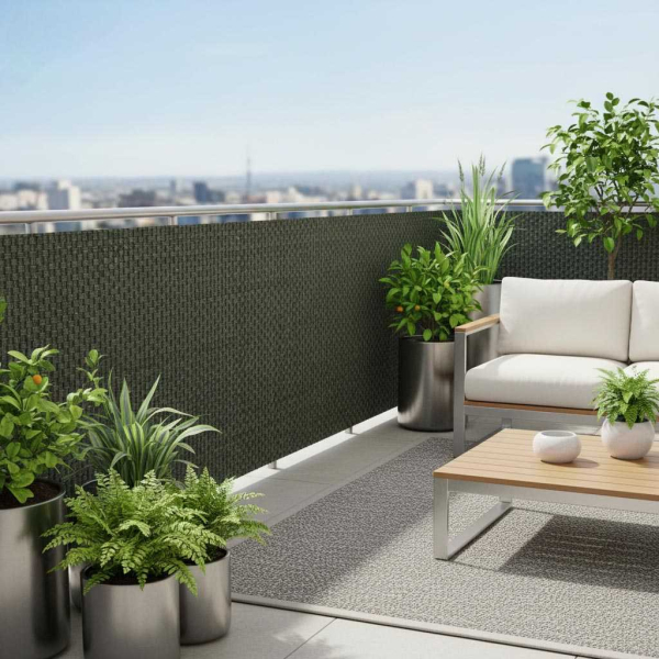 Brise-vue en résine tressée pour balcon et clôture coloris vert - Rattan Art