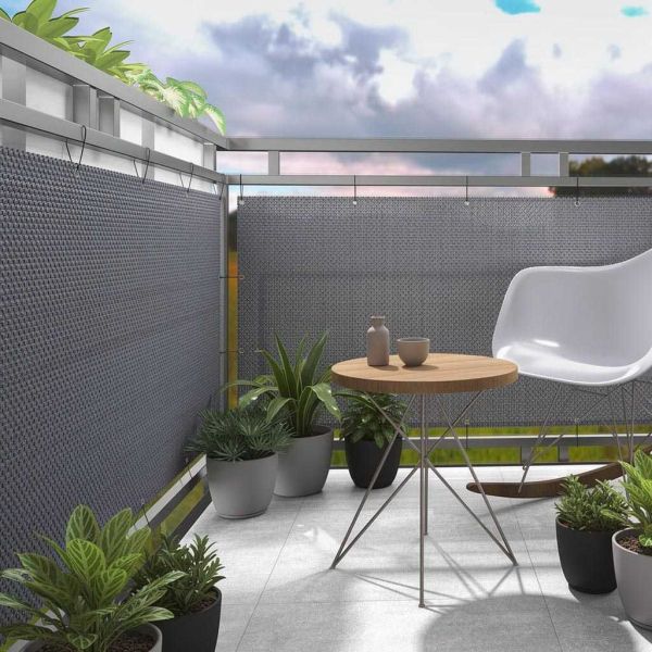 Brise-vue en résine tressée avec oeillets métalliques coloris anthracite - Rattan Art