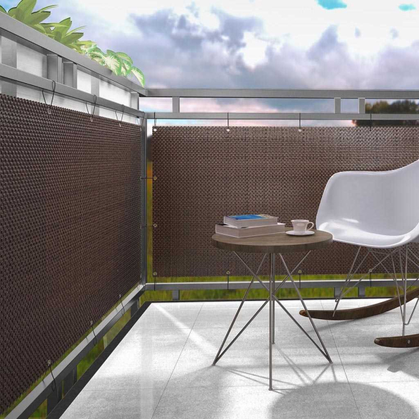 Brise-vue en résine tressée avec oeillets métalliques coloris blanc - 6