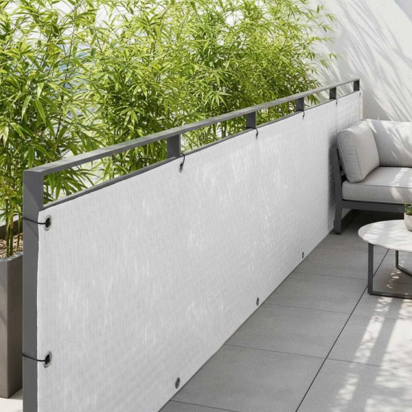 Brise-vue en résine tressée avec oeillets métalliques coloris blanc - Rattan Art