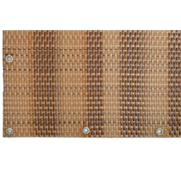 Brise-vue en résine tressée avec oeillets métalliques coloris marron et beige - FPH-0179