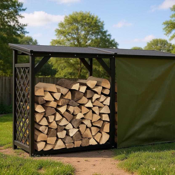 Bûcher treillis en bois Black edition - IDEANATURE