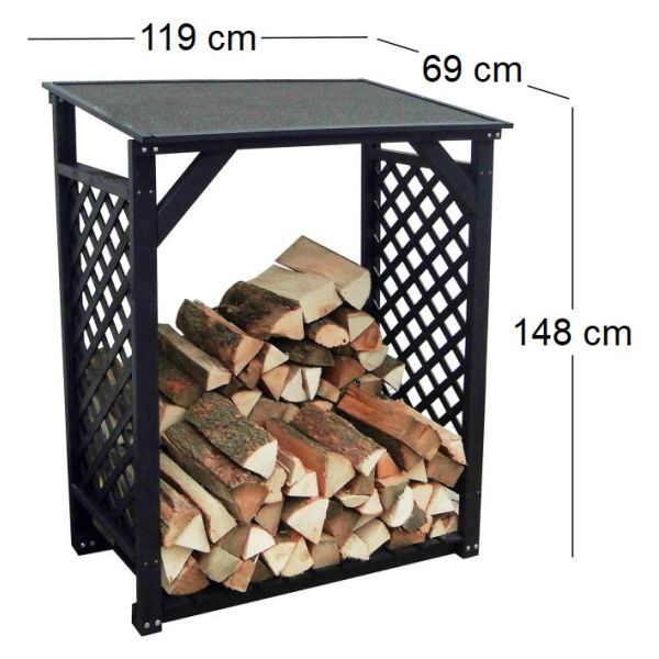 Bûcher treillis en bois Black edition - IDE-0189