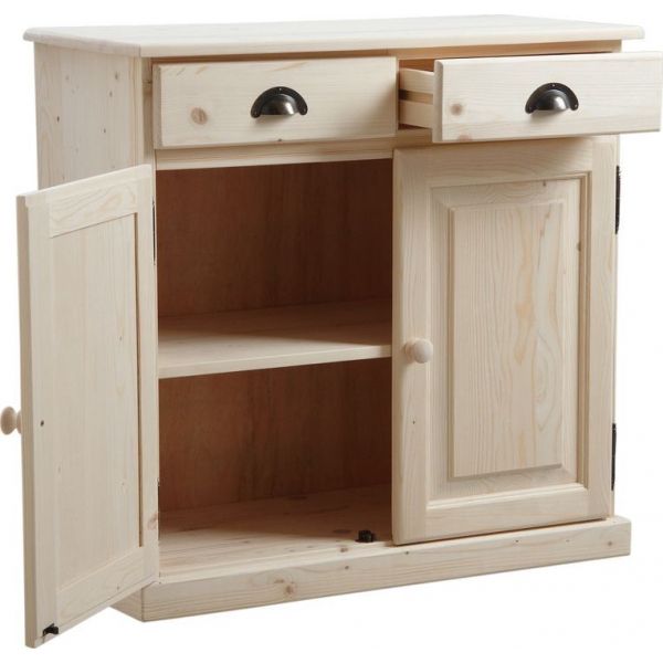 Buffet en bois brut 2 portes 2 tiroirs - AUBRY GASPARD