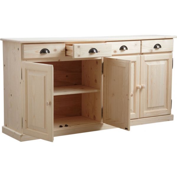 Buffet 4 portes 4 tiroirs en bois brut - AUBRY GASPARD