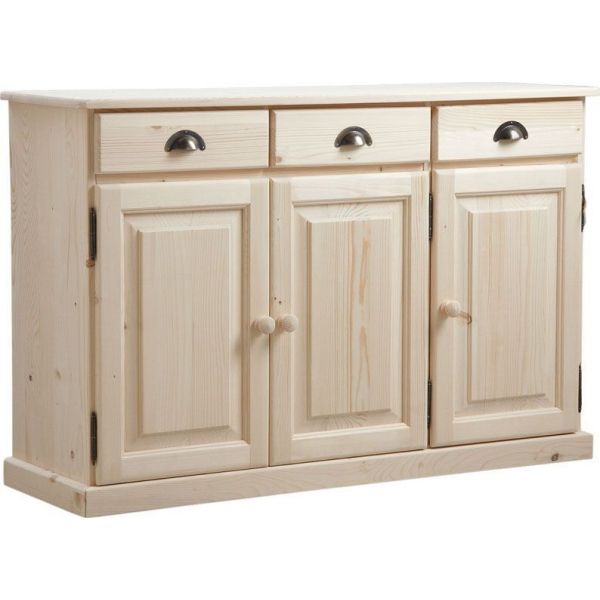 Buffet 3 portes 3 tiroirs en bois brut