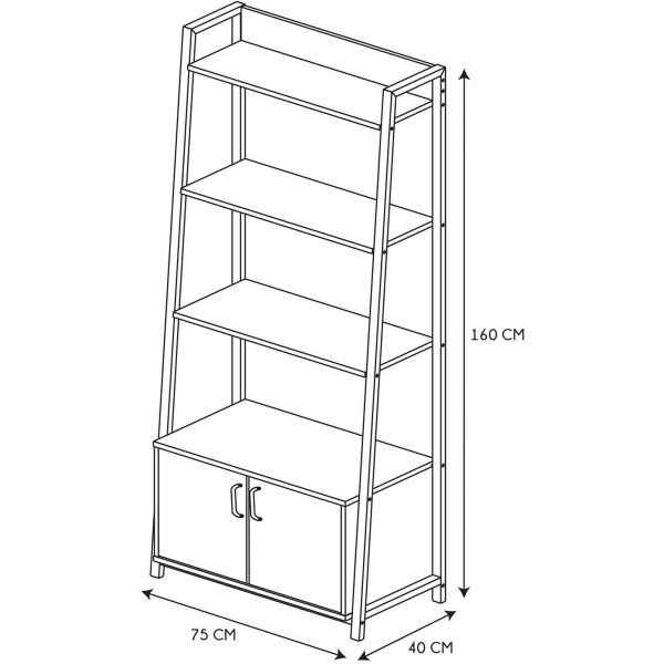 Buffet bibliothèque en bois et métal - CMP-4622