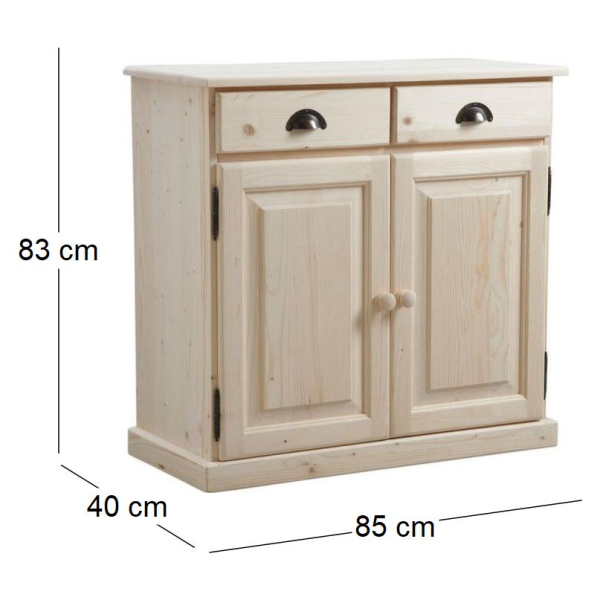 Buffet en bois brut 2 portes 2 tiroirs - AUB-0105