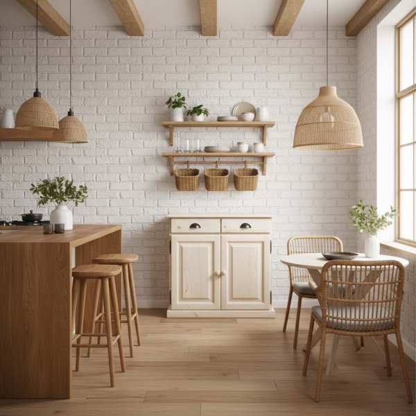 Buffet en bois brut 2 portes 2 tiroirs - AUBRY GASPARD