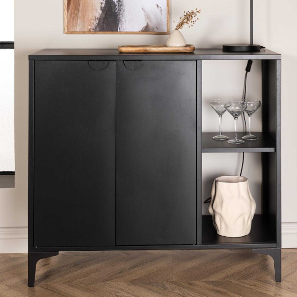 Buffet en métal noir Piring 110 x 42 x 100 cm - VENTURE HOME