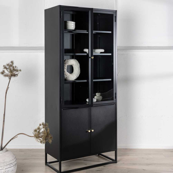 Buffet en métal 2 portes vitrées et 2 portes en métal Bakal - VENTURE HOME