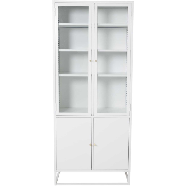 Buffet en métal 2 portes vitrées et 2 portes en métal Bakal - VEN-1176