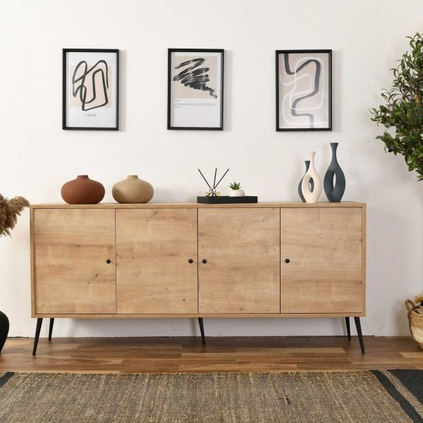 Buffet 4 portes en aggloméré Calvin - HANAH HOME