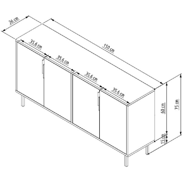 Buffet 4 portes en aggloméré Clara - ASI-2120