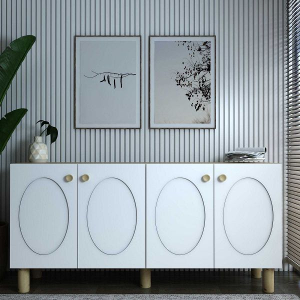 Buffet 4 portes en aggloméré Elisa Bohem - HANAH HOME