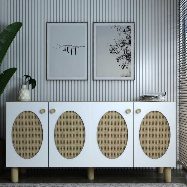 Buffet 4 portes en aggloméré Elisa Bohem - HANAH HOME