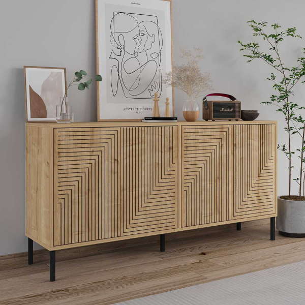 Buffet 4 portes en aggloméré Evolet - HANAH HOME