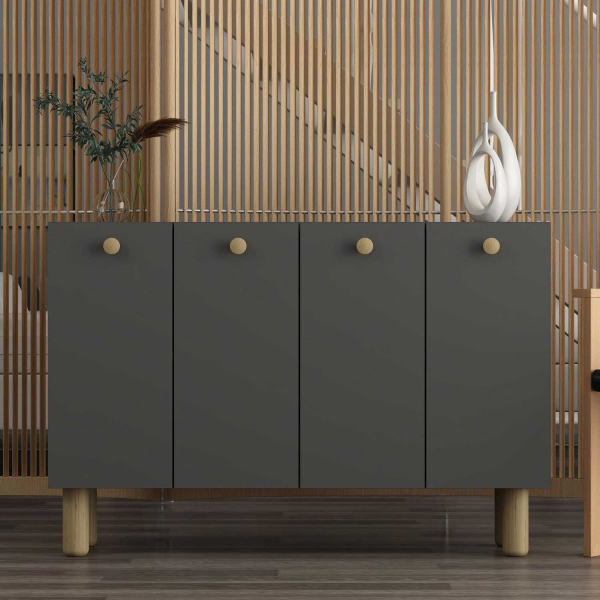 Buffet 4 portes en aggloméré Ilay Bohem - HANAH HOME