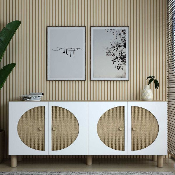 Buffet 4 portes en aggloméré Inci Bohem - HANAH HOME