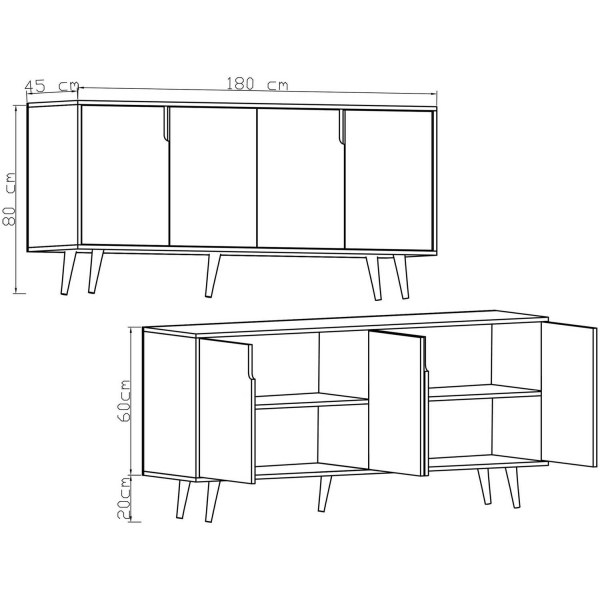 Buffet 4 portes en aggloméré Latina Modern - ASI-2441