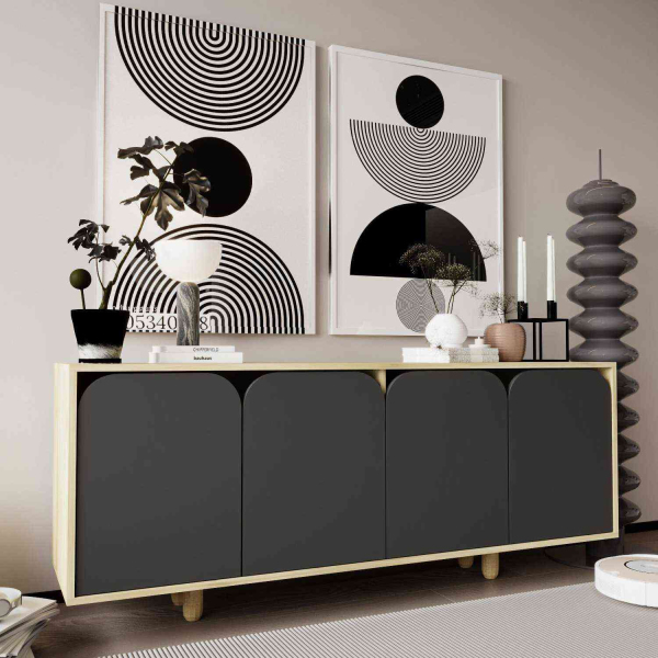 Buffet 4 portes en aggloméré Lazio Bohem - HANAH HOME