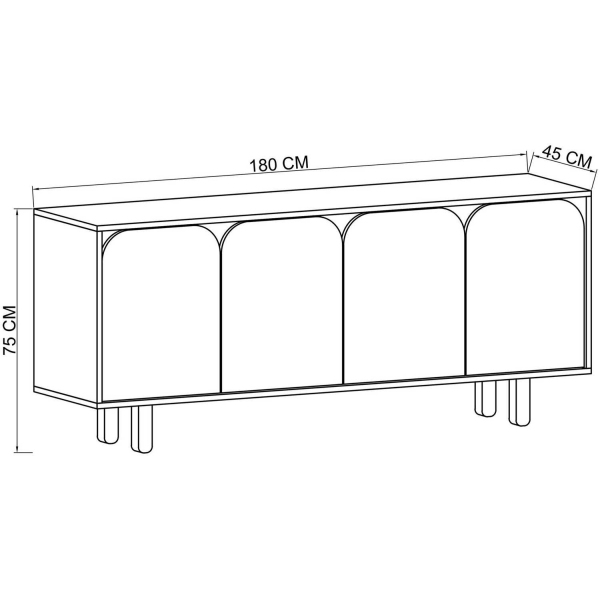 Buffet 4 portes en aggloméré Lazio Bohem - ASI-2447