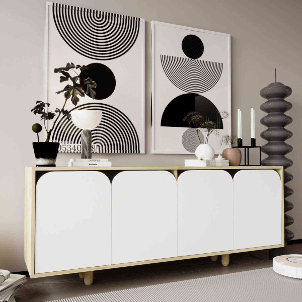Buffet 4 portes en aggloméré Lazio Bohem - HANAH HOME