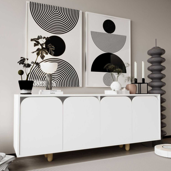 Buffet 4 portes en aggloméré Lazio Bohem - HANAH HOME