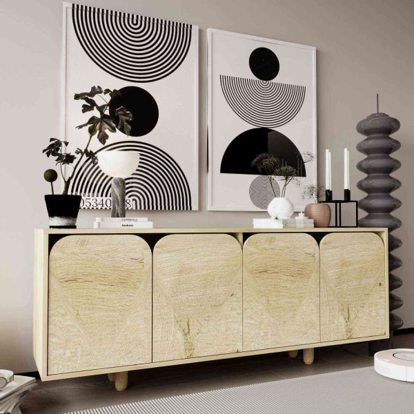 Buffet 4 portes en aggloméré Lazio Bohem - HANAH HOME