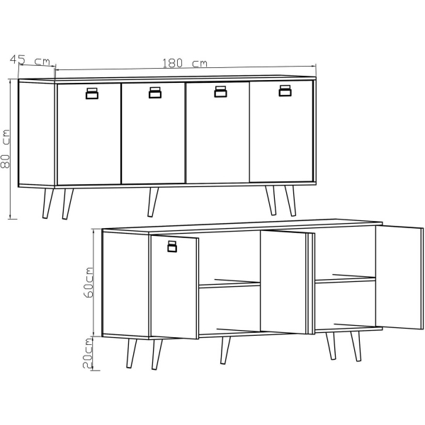 Buffet 4 portes en aggloméré Mirza Modern - ASI-2445
