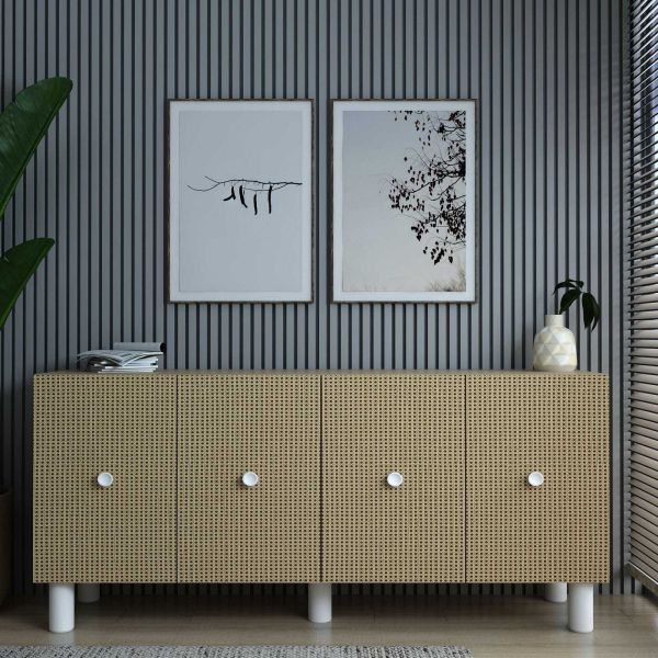 Buffet 4 portes en aggloméré Mono Bohem - HANAH HOME