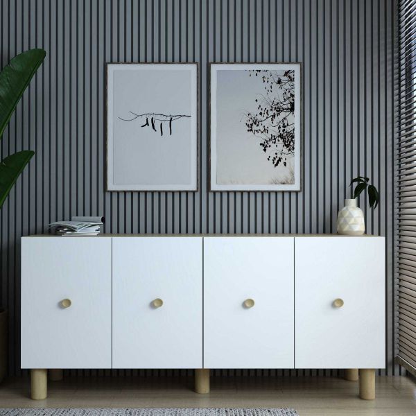 Buffet 4 portes en aggloméré Mono Bohem - HANAH HOME