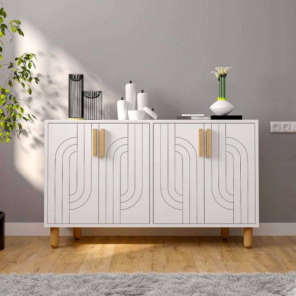 Buffet 4 portes en aggloméré Rodney - HANAH HOME