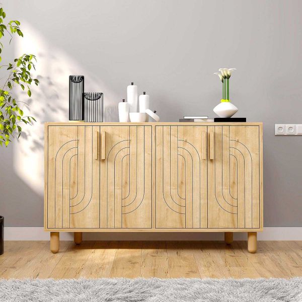 Buffet 4 portes en aggloméré Rodney - HANAH HOME