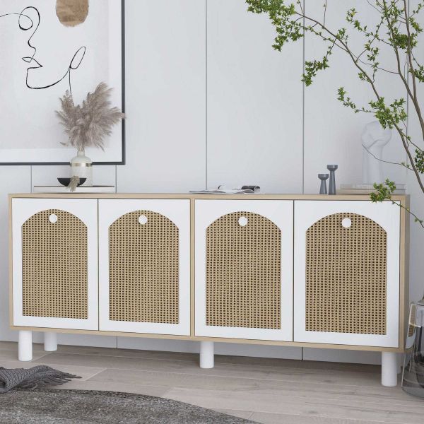 Buffet 4 portes en aggloméré Simple Bohem - HANAH HOME