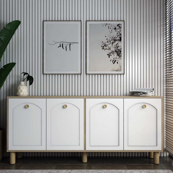 Buffet 4 portes en aggloméré Simple Bohem - HANAH HOME