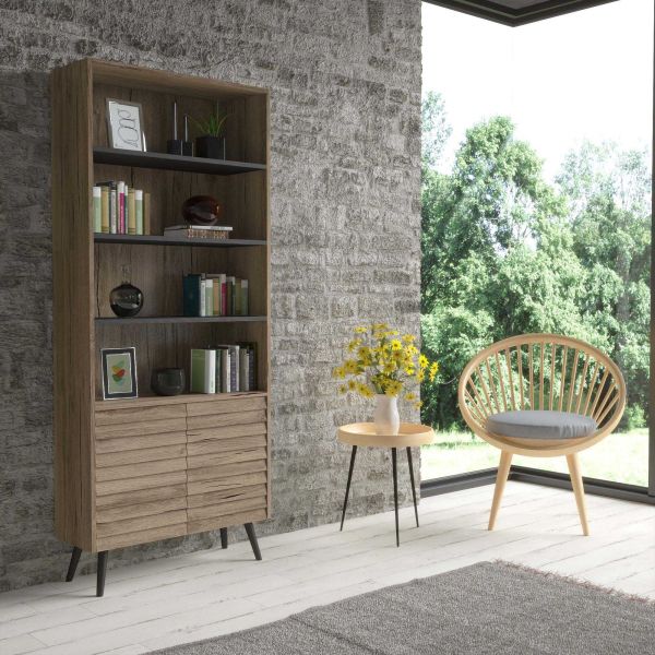 Buffet 2 portes et étagères en aggloméré Sunny - HANAH HOME