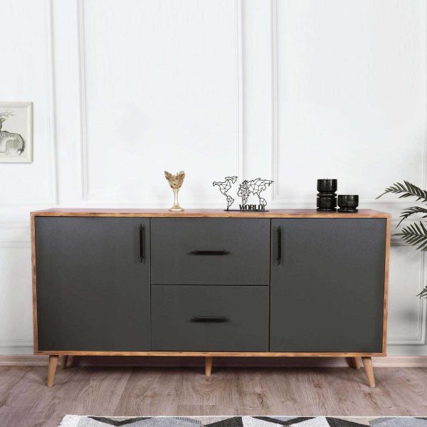 Buffet 2 portes 2 tiroirs en aggloméré Cordoba - HANAH HOME