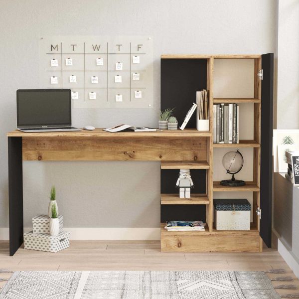 Bureau en aggloméré bicolore avec étagère intégrée - 199
