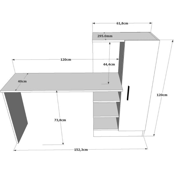 Bureau en aggloméré bicolore avec étagère intégrée - ASI-0795