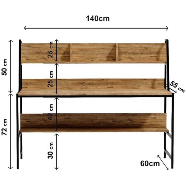 Bureau en aggloméré et métal Demir - ASI-0647