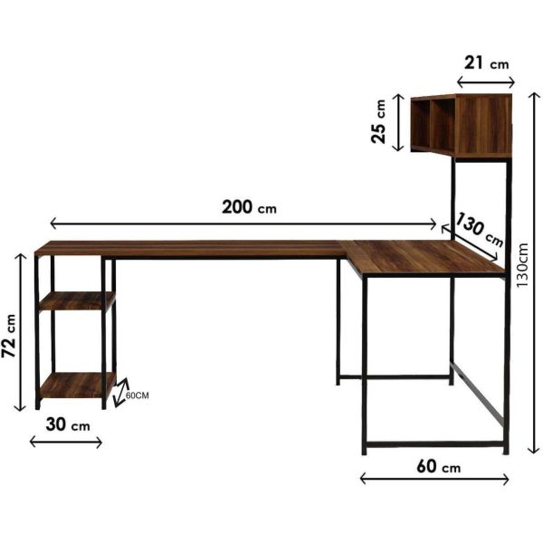 Bureau d'angle en aggloméré et métal Cansın - ASI-0646