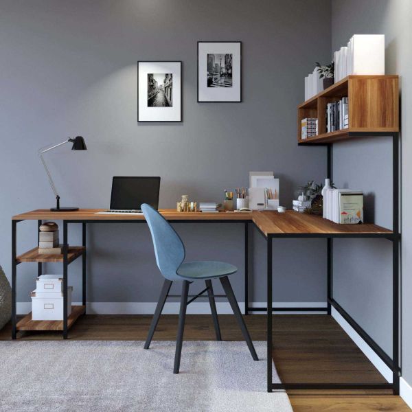 Bureau d'angle en aggloméré et métal Cansın - HANAH HOME