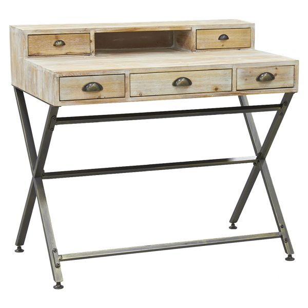 Bureau en bois et métal