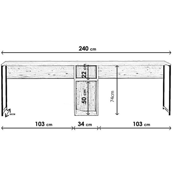 Bureau double en aggloméré Ikili - ASI-0441