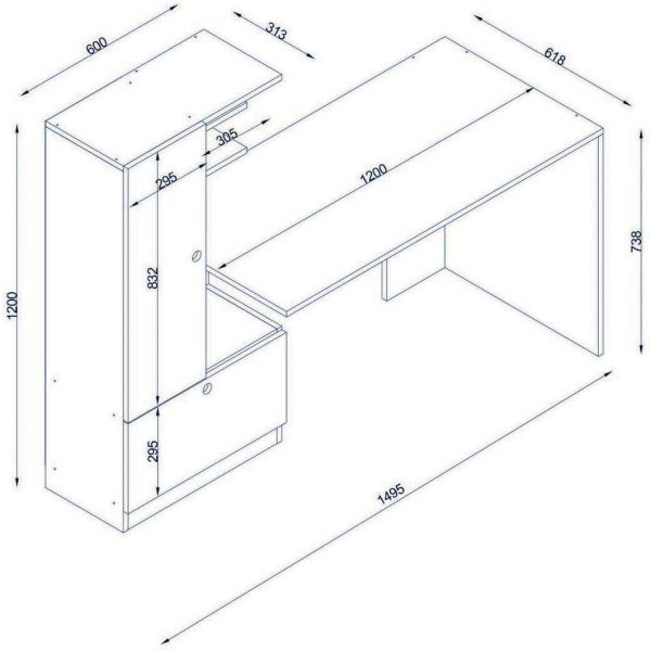 Bureau avec étagère intégrée Domingos - ASI-0728